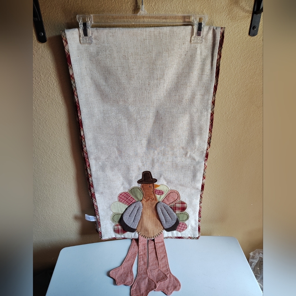 Storehouse Patchwork Turkey Linen Blend Thanksgiving Fall Table Runner Holiday